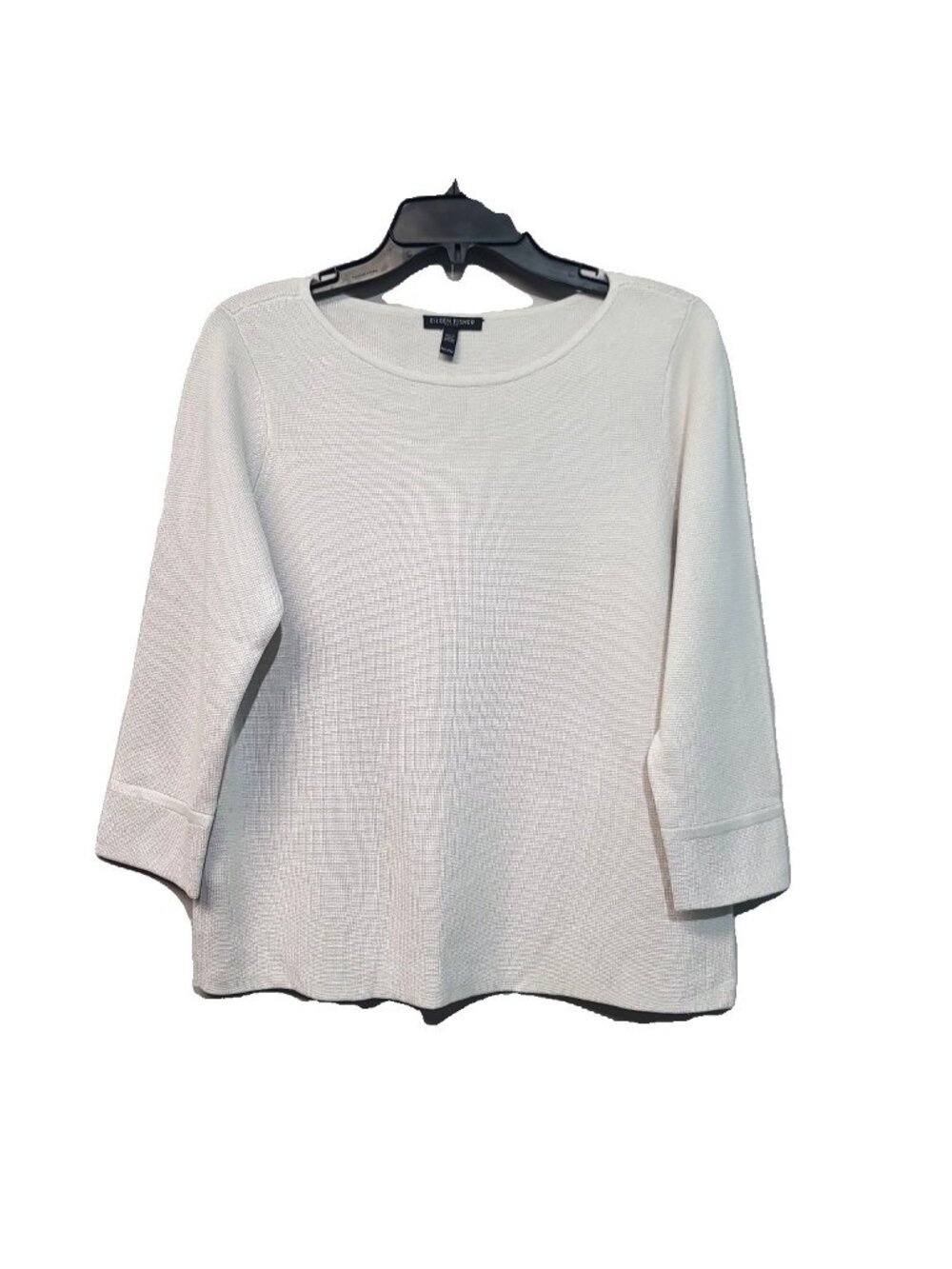 Eileen Fisher Stretch Organic Cotton Boxy Top Sweater Size M Cream EUC